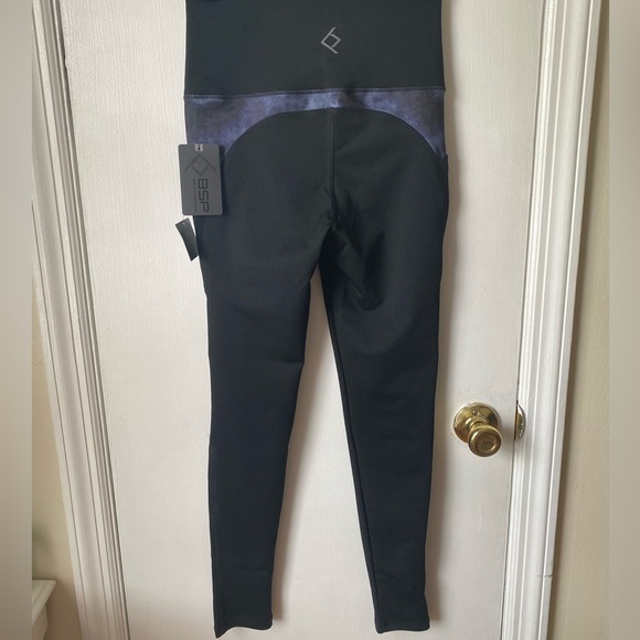 BSP Better Sports Performance Black Leggings With Blue Camo Prints - Picture 2 of 6